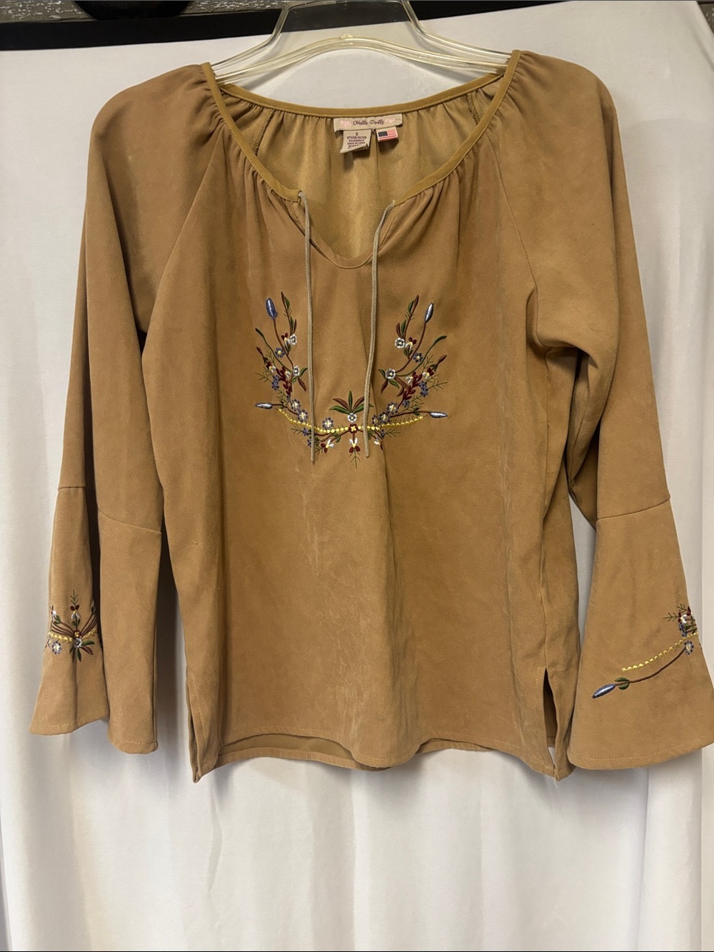 Boho Tan Embroidered Blouse